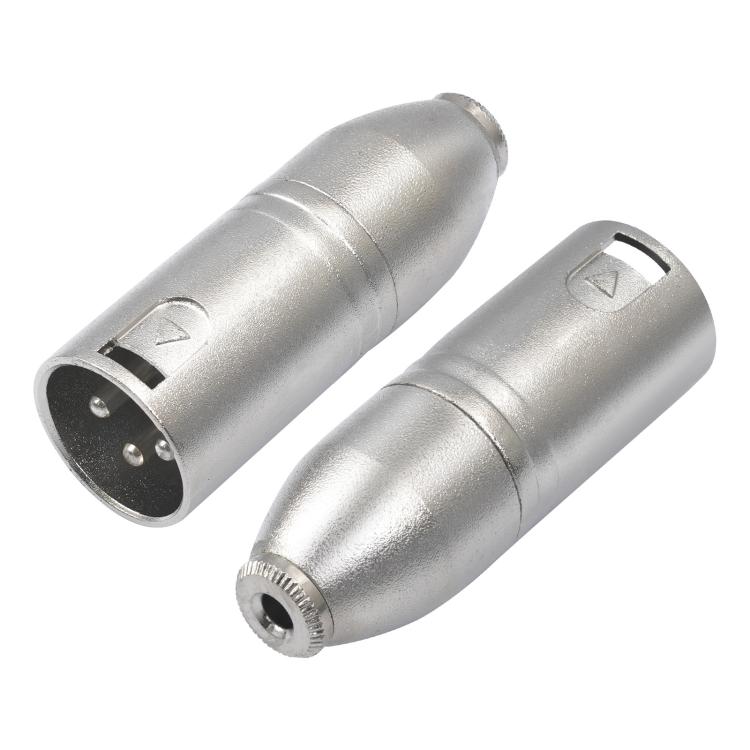 Adaptador de Áudio com Caixa Metálica 3.5mm Fêmea 1/8 TRS para Carnott Macho XLR Macho