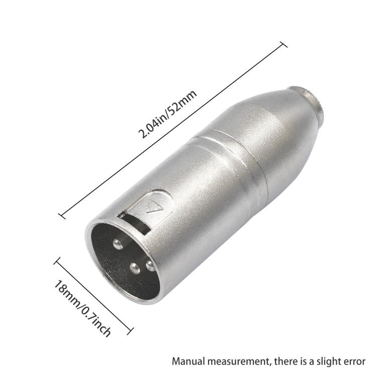 Adaptador de Áudio com Caixa Metálica 3.5mm Fêmea 1/8 TRS para Carnott Macho XLR Macho