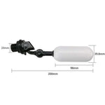 Válvula flutuante mini de plástico para aquários/humidificadores/pequenos tanques de água, 1/2 polegada/20mm preto, 1/2 polegada/20mm cinzento, 1/2 polegada/20mm com bloqueio ajustável, 3/4 polegada/25mm preto, 3/4 polegada/25mm cinzento