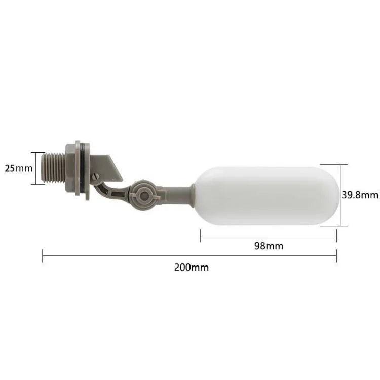 Válvula flutuante mini de plástico para aquários/humidificadores/pequenos tanques de água, 1/2 polegada/20mm preto, 1/2 polegada/20mm cinzento, 1/2 polegada/20mm com bloqueio ajustável, 3/4 polegada/25mm preto, 3/4 polegada/25mm cinzento