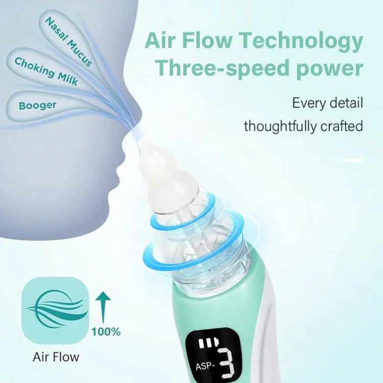 Electric Baby Nasal Aspirator with 3 Food-Grade Silicone Tips, Soothing Piano Music & Soft LED Lights