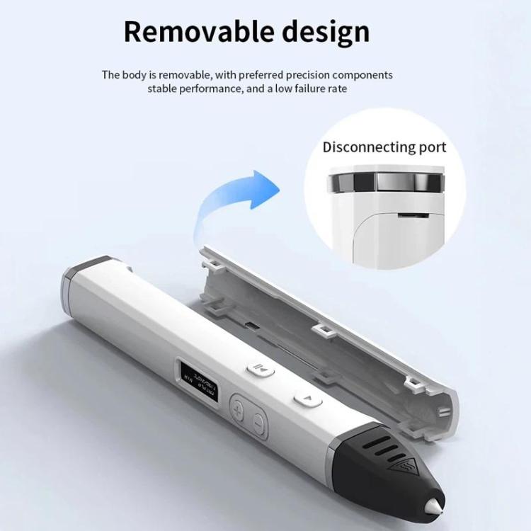 Kit de Caneta de Impressão 3D com Corpo Destacável, Ecrã OLED HD e Controlo Preciso de Temperatura – Ajustável em 3 Velocidades, Sem Ficha, Ficha US, Ficha EU