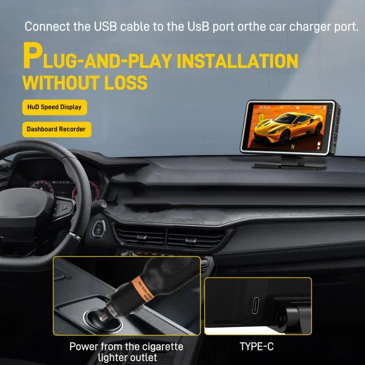 Câmara de Carro de 5 Polegadas 1080P com WIFI e Ecrã HUD, DVR de Carro, L5965