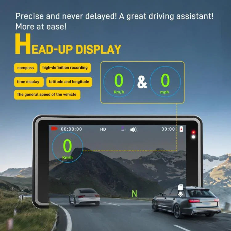 Câmara de Carro de 5 Polegadas 1080P com WIFI e Ecrã HUD, DVR de Carro, L5965