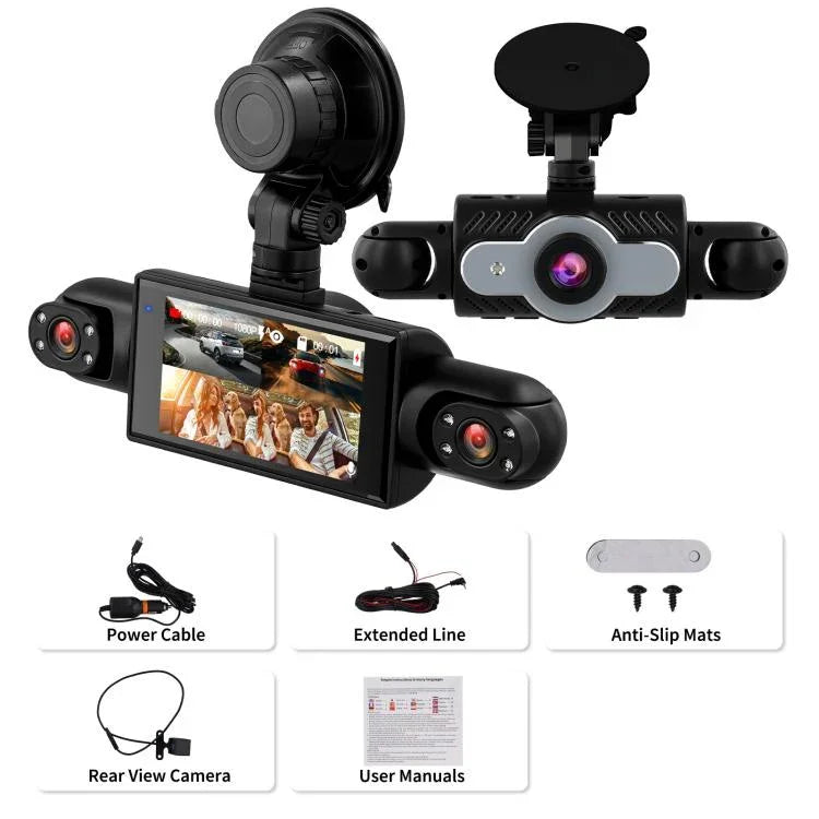 Câmara de Tablier de Carro de 3 Polegadas 1080P com Quatro Lentes, Câmaras Internas 480P Esquerda, Direita e Traseira, L5972