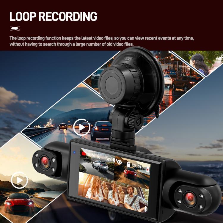 Câmara de Tablier de Carro de 3 Polegadas 1080P com Quatro Lentes, Câmaras Internas 480P Esquerda, Direita e Traseira, L5972