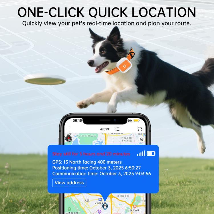 Colar para Animais com Localização GPS/WIFI em Tempo Real, SOS, Cerca Eletrónica de Alerta