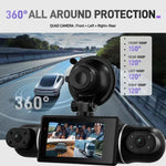 Câmara DVR de Carro 2K de 3 Polegadas com WiFi, Gravação Quádrupla, Gravador de Carro HD com Sensor de Gravidade 1080P, L5942