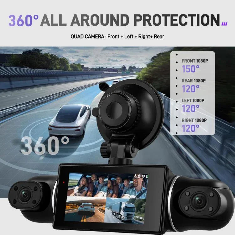 Câmara DVR de Carro 2K de 3 Polegadas com WiFi, Gravação Quádrupla, Gravador de Carro HD com Sensor de Gravidade 1080P, L5942