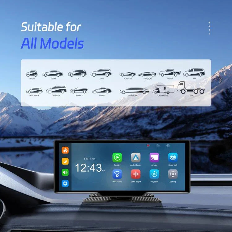 Gravador de Carro 4K HD Navegador de Carro Carplay Monitor Central de Carro, A4473