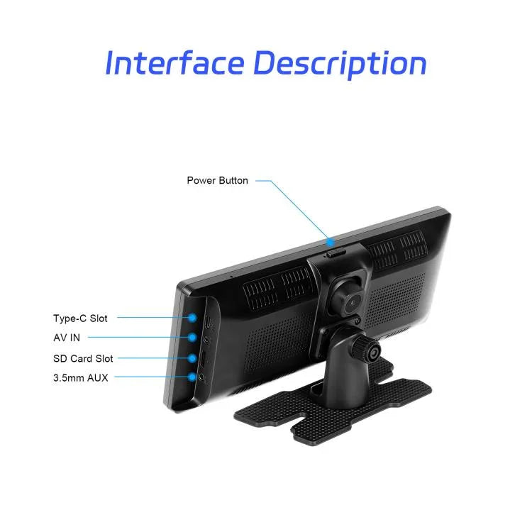 Gravador de Carro 4K HD Navegador de Carro Carplay Monitor Central de Carro, A4473