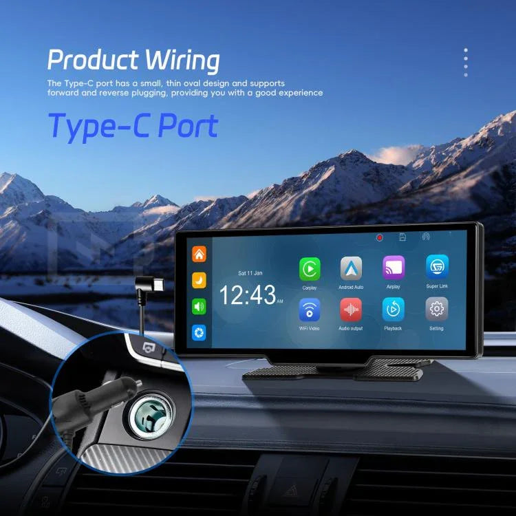 Gravador de Carro 4K HD Navegador de Carro Carplay Monitor Central de Carro, A4473