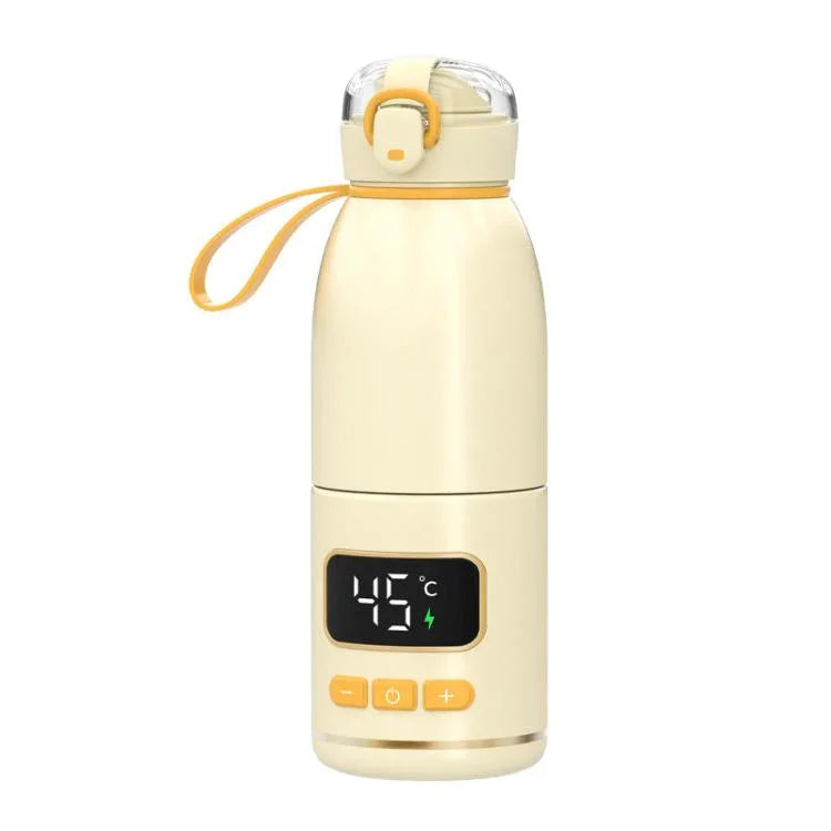 450ml Portable Wireless Baby Bottle Warmer 15000mAh Rechargeable Heating Cup 37-55 degrees, Stainless Steel, Glass