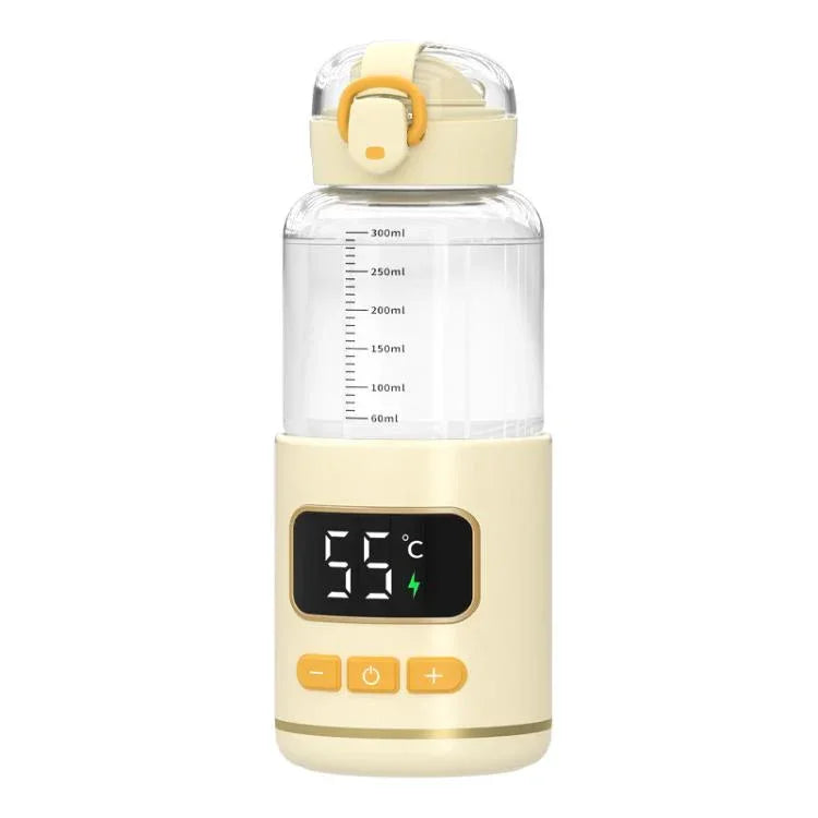 Aquecedor Portátil Sem Fios para Biberão de Bebé 450ml 15000mAh, Copo de Aquecimento Recarregável 37-55 graus, Aço Inoxidável, Vidro