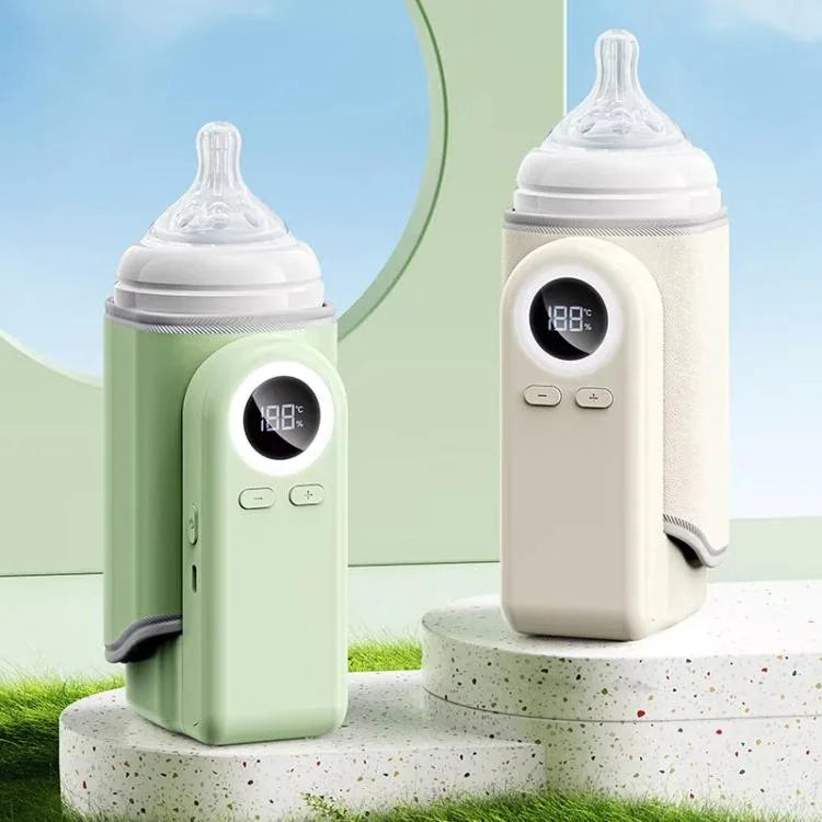 Manga Portátil para Aquecedor de Biberão de Bebé, Manga de Aquecimento Sem Fios com Bateria Incorporada de 10000mAh e Luz Noturna