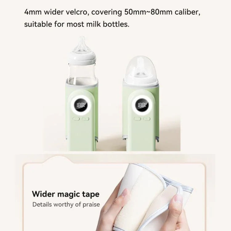 Manga Portátil para Aquecedor de Biberão de Bebé, Manga de Aquecimento Sem Fios com Bateria Incorporada de 10000mAh e Luz Noturna