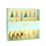 6-Piece Christmas Tree Utensil Set Stainless Steel Coffee Spoons, Dessert Forks with Gift Box