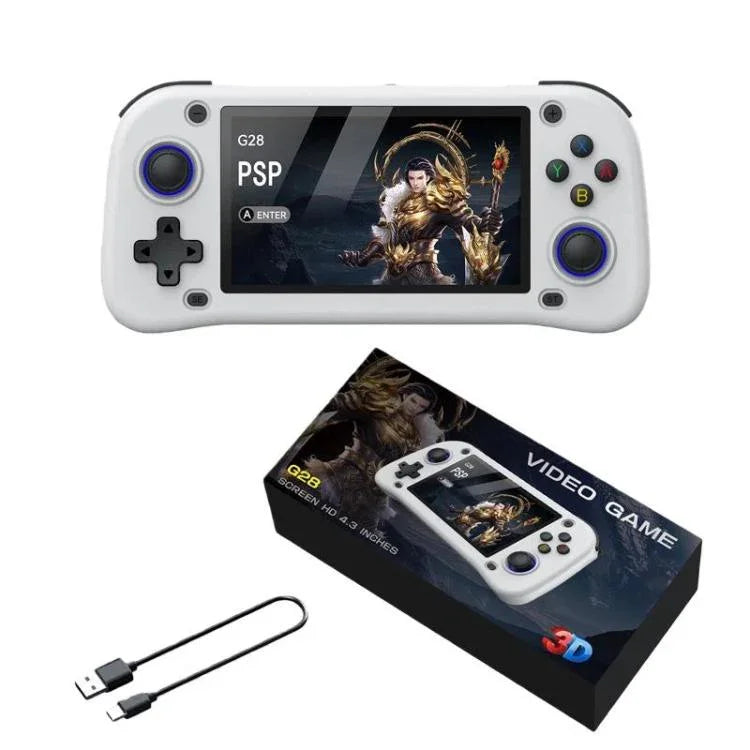 Consola de Jogos Portátil de Código Aberto G28 de 4,3 polegadas com Ecrã IPS HD, ARM Quad-Core Cortex-A7 1,3GHz, 64GB