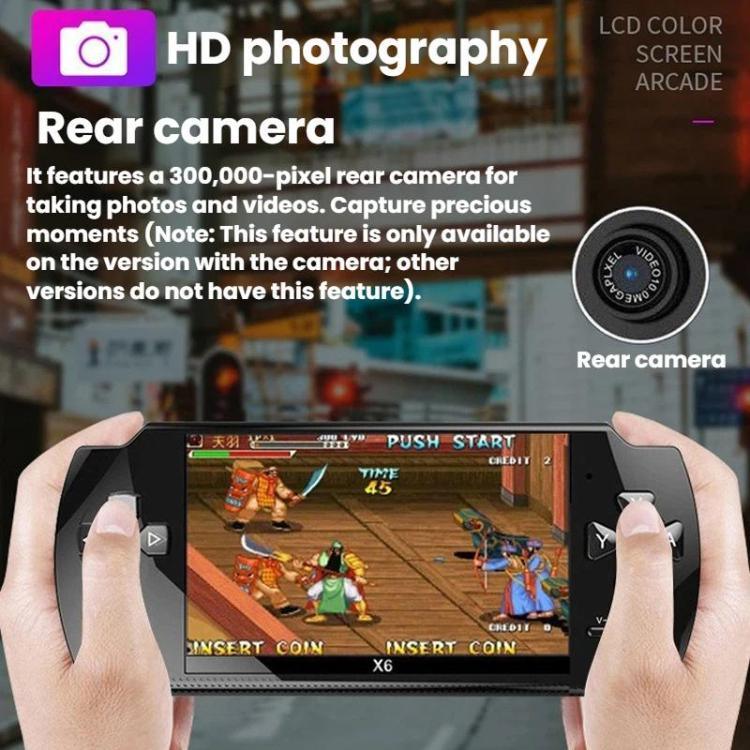 Consola de Jogos de Bolso X6 de 4,3 polegadas HD, Portátil, 8G com Câmara, 32G sem Câmara