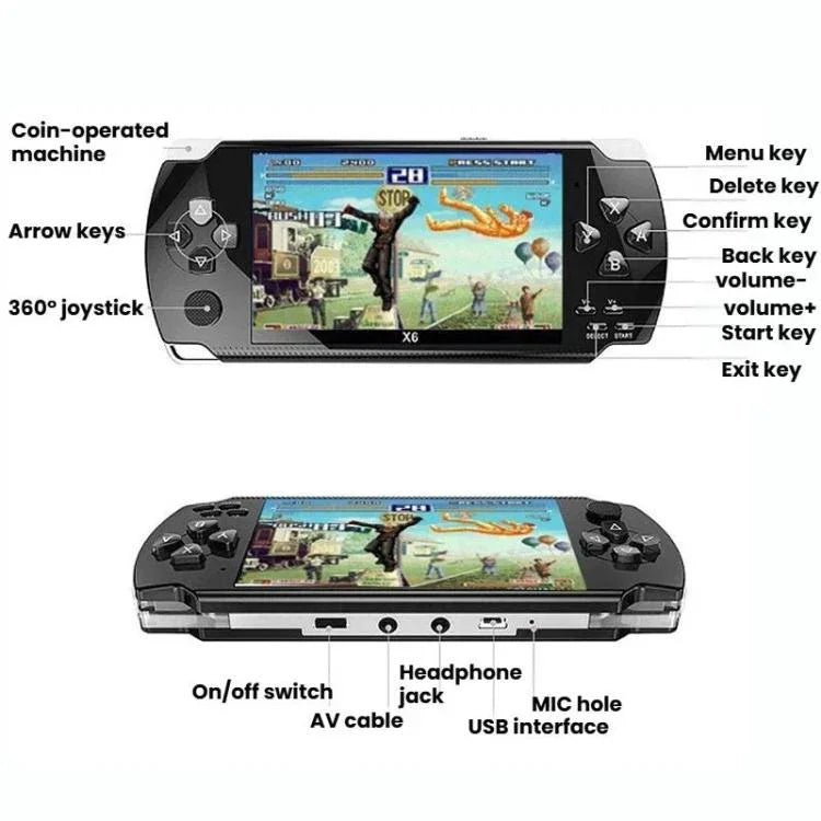 Consola de Jogos de Bolso X6 de 4,3 polegadas HD, Portátil, 8G com Câmara, 32G sem Câmara