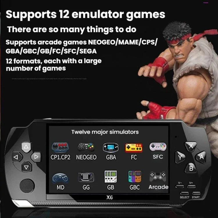 Consola de Jogos de Bolso X6 de 4,3 polegadas HD, Portátil, 8G com Câmara, 32G sem Câmara