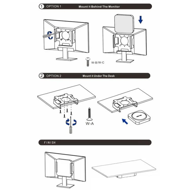 Suporte de Montagem Traseira para Monitor Sob a Secretária para Mac Mini M1 / M2, Para Mac Mini M1 / M2