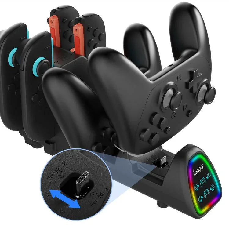 Base de Carregamento 10 em 1 ipega para Nintendo Switch 2 / Comandos Switch Joy-Con & Switch 2 Pro Versão USB Plug, PG-SW2187