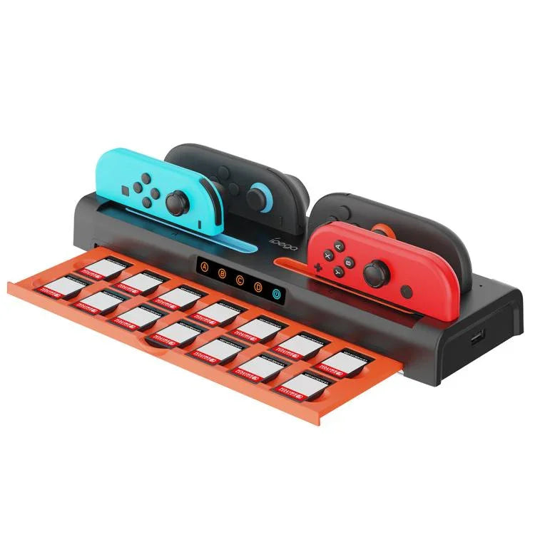 Base de Carregamento e Suporte para Cartões de Jogo Ipega 8 em 1 para Nintendo Switch 2 / Switch Joy-Con