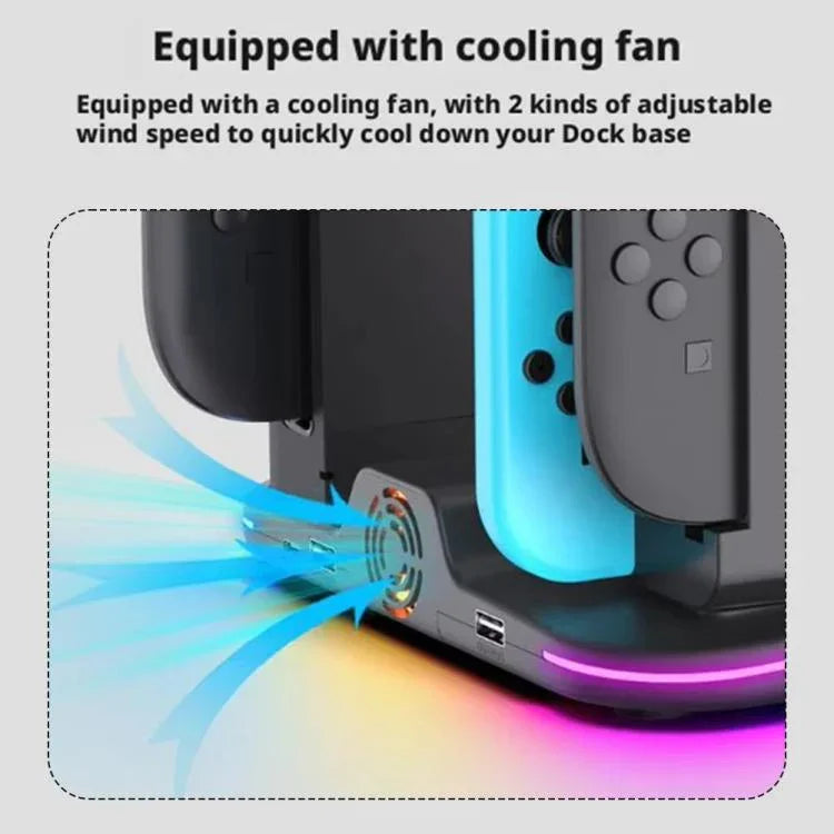 ipega Dock de Carregamento Multifuncional 12 em 1 para Nintendo Switch 2/Carregamento Switch Joy-Con, Dock para Comando Pro, Ventoinha de Arrefecimento, Organizador de Jogos e Auscultadores, 12 em 1