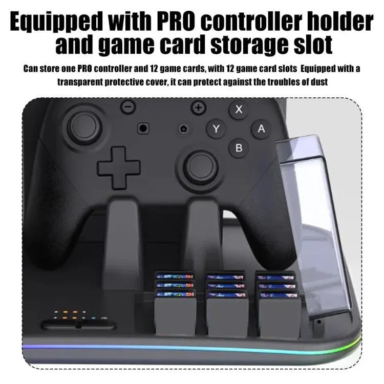 ipega Dock de Carregamento Multifuncional 12 em 1 para Nintendo Switch 2/Carregamento Switch Joy-Con, Dock para Comando Pro, Ventoinha de Arrefecimento, Organizador de Jogos e Auscultadores, 12 em 1