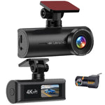 Câmara de tablier para carro 4K, conectada por WiFi ao smartphone, gravação dupla, frente+interior, frente+interior+GPS, frente+traseira, frente+traseira+GPS