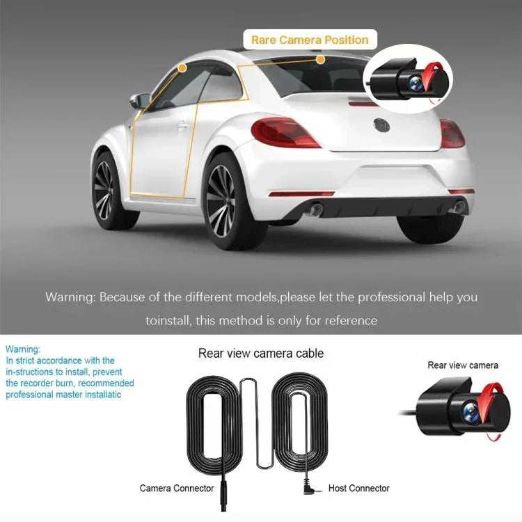 Câmara de tablier para carro 4K, conectada por WiFi ao smartphone, gravação dupla, frente+interior, frente+interior+GPS, frente+traseira, frente+traseira+GPS