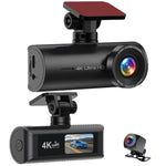 Câmara de tablier para carro 4K, conectada por WiFi ao smartphone, gravação dupla, frente+interior, frente+interior+GPS, frente+traseira, frente+traseira+GPS