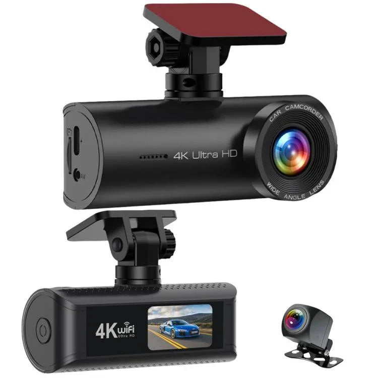 Câmara de tablier para carro 4K, conectada por WiFi ao smartphone, gravação dupla, frente+interior, frente+interior+GPS, frente+traseira, frente+traseira+GPS