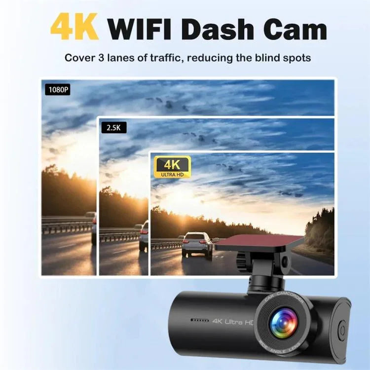 Câmara de tablier para carro 4K, conectada por WiFi ao smartphone, gravação dupla, frente+interior, frente+interior+GPS, frente+traseira, frente+traseira+GPS