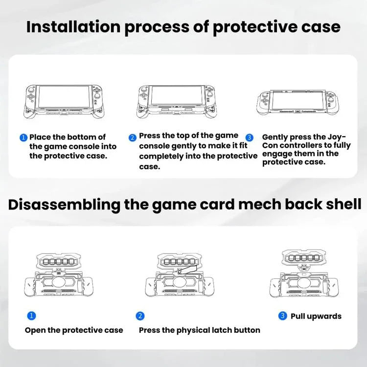 Para Nintendo Switch 2 STARTRC GAMES Estojo Protetor Mech Máquina com Armazenamento Removível para Cartões de Jogo, Estojo Protetor Mech