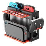ipega Dock de Carregamento e Suporte de Armazenamento Multifuncional 6 em 1 para Nintendo Switch 2 / Switch Joy-Con com 14 Slots para Cartões de Jogo e Estojo de Jogo de 16 Grades, 6 em 1