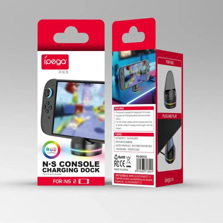 Para Consola Nintendo Switch 2 Carregador Dock ipega com Efeitos de Iluminação RGB, ipega