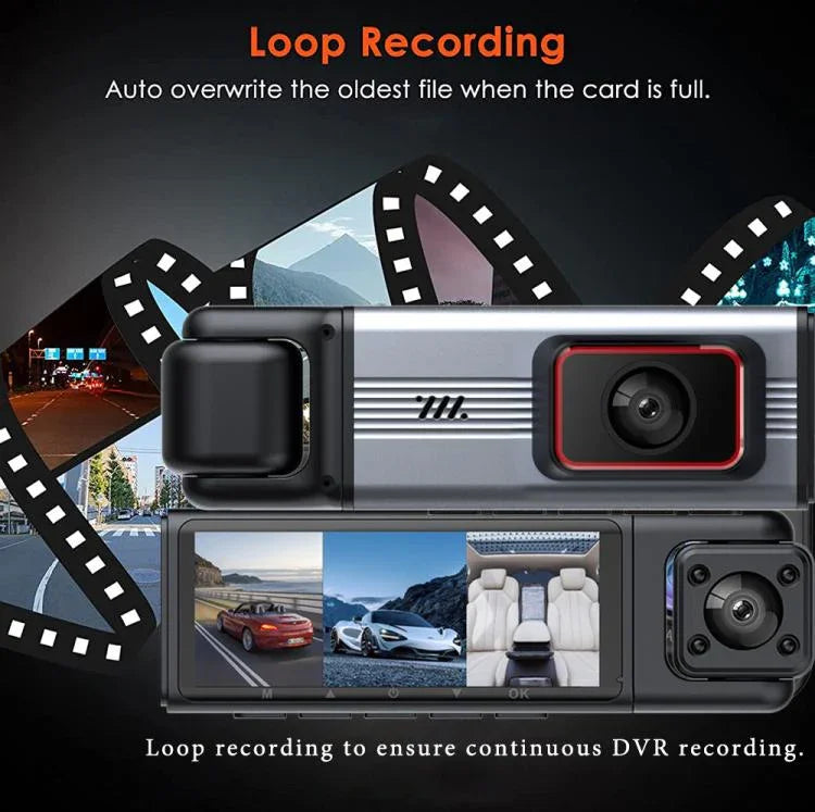 DVR para carro com visão noturna por infravermelhos HD 1080P de 3,16 polegadas, frente + interior (sem Wi-Fi), frente + interior + traseira (sem Wi-Fi), frente + interior + conectividade Wi-Fi, frente + interior + traseira + conectividade Wi-Fi