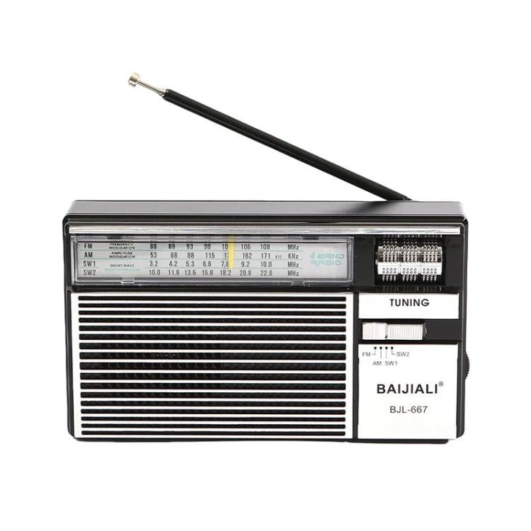 BAIJIALI BJL-667 Rádio Portátil Multibanda FM AM SW com Botão Independente, BAIJIALI BJL-667