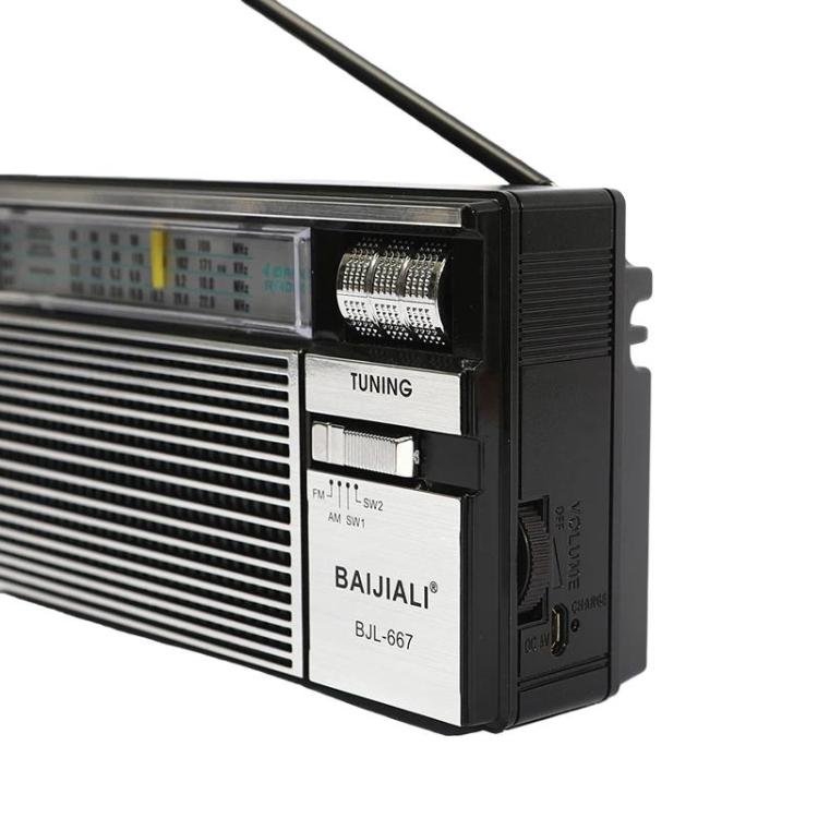 BAIJIALI BJL-667 Rádio Portátil Multibanda FM AM SW com Botão Independente, BAIJIALI BJL-667