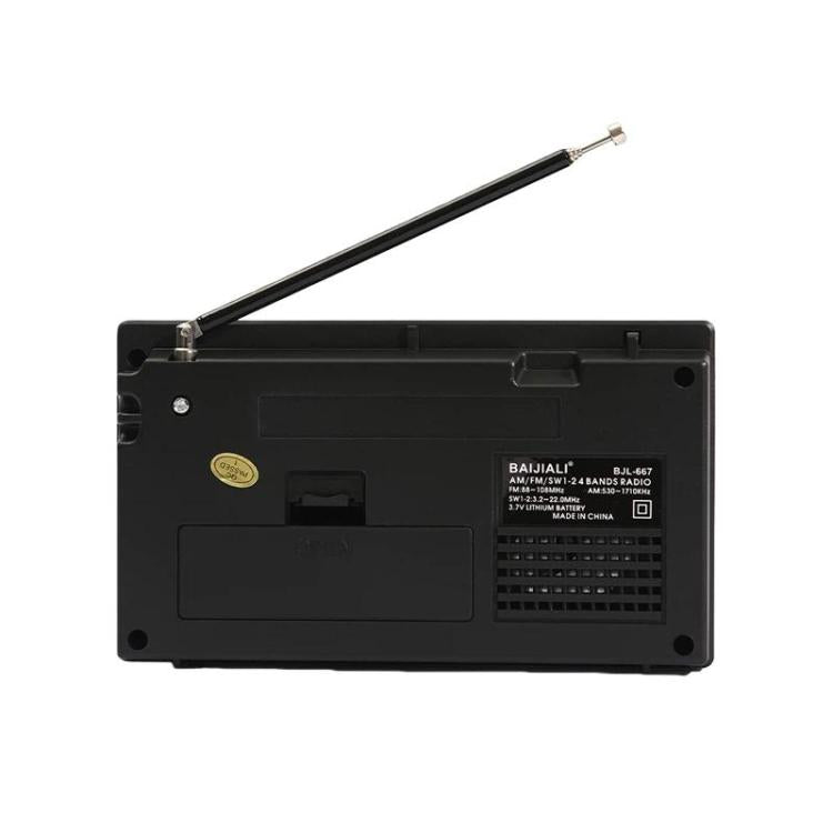 BAIJIALI BJL-667 Rádio Portátil Multibanda FM AM SW com Botão Independente, BAIJIALI BJL-667
