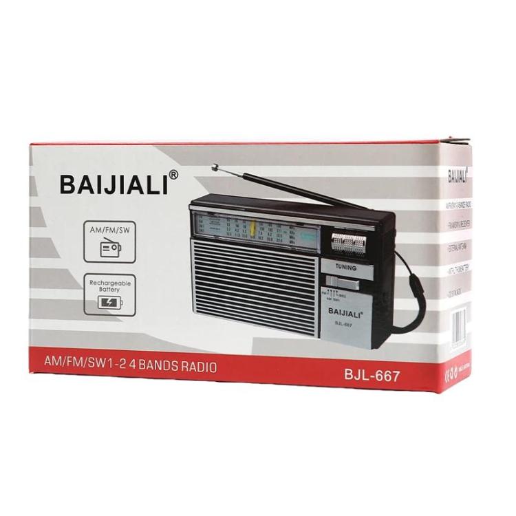 BAIJIALI BJL-667 Rádio Portátil Multibanda FM AM SW com Botão Independente, BAIJIALI BJL-667