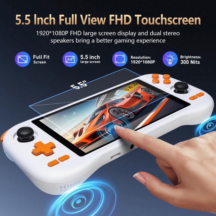 Consola de Jogo Retro K56 com Ecrã Tátil de 5,5 Polegadas Android 14 OS, Interface ES-DE para Jogo Mais Rápido, Sem Cartão de Jogo, 6+128G