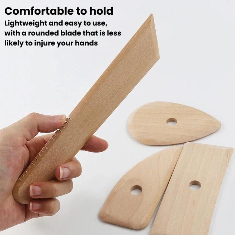 Pottery Clay Carving Art Soft Pottery Wooden Tools Handmade DIY Wooden Skeleton Knife, 5pcs /Pack Wooden Tools