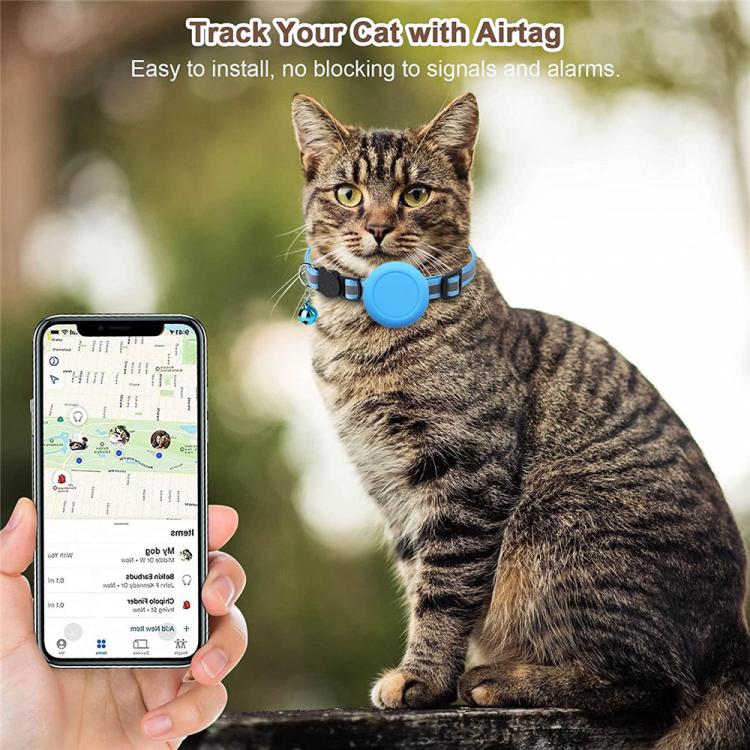 Suporte Impermeável de Silicone para AirTag 2ª Geração / AirTag 1ª Geração, Colar de Gato com Fecho de Segurança de Desencaixe e Pendentes de Peixe e Sino