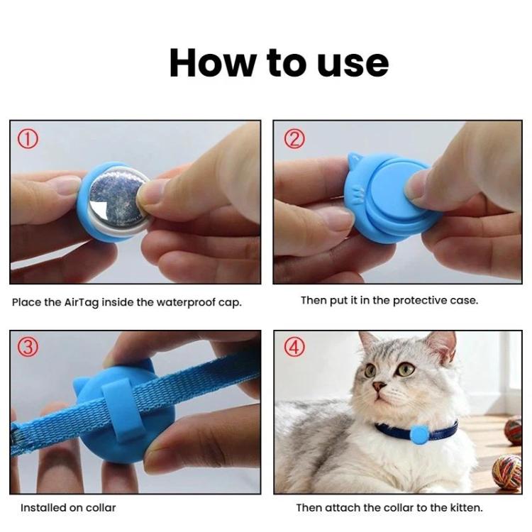 Suporte Impermeável de Silicone para AirTag 2ª Geração / AirTag 1ª Geração, Colar de Gato com Fecho de Segurança de Desencaixe e Pendentes de Peixe e Sino