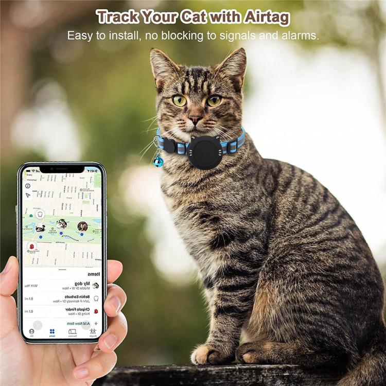 Suporte Impermeável de Silicone para AirTag 2ª Geração / AirTag 1ª Geração, Colar de Gato com Fecho de Segurança de Desencaixe e Pendentes de Peixe e Sino