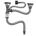 Conjunto de Acessórios para Tubo de Drenagem de Lavatório em Aço Inoxidável para Cozinha, Dreno Anti-Odor, Tubo de Cauda com Dupla Fenda 0,6m, Curva S com Dupla Fenda, Tubo de Cauda com Dupla Fenda 1m