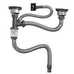 Conjunto de Acessórios para Tubo de Drenagem de Lavatório em Aço Inoxidável para Cozinha, Dreno Anti-Odor, Tubo de Cauda com Dupla Fenda 0,6m, Curva S com Dupla Fenda, Tubo de Cauda com Dupla Fenda 1m